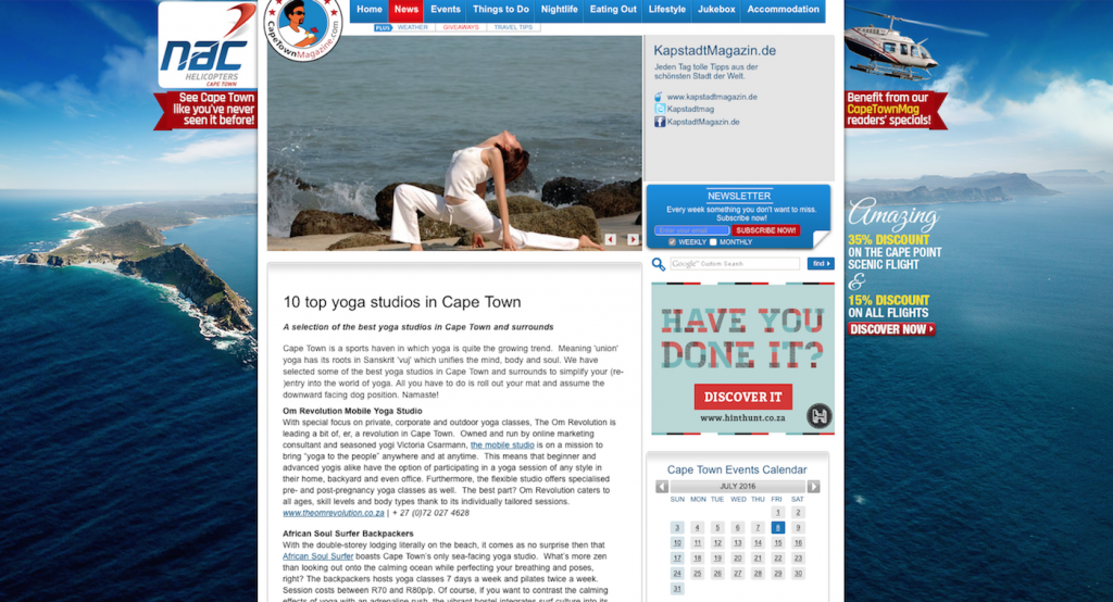 Cape Town Magazine Top 10 Yoga Studios